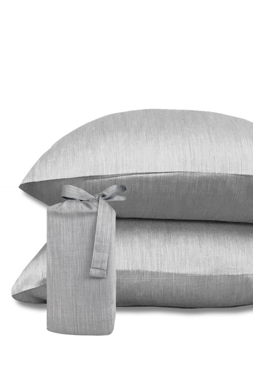 Bedvoyage Melange Viscose Cotton Blend Breathable Pillowcases In Silver