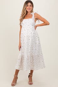 PinkBlush Floral Shoulder Tie Midi Dress