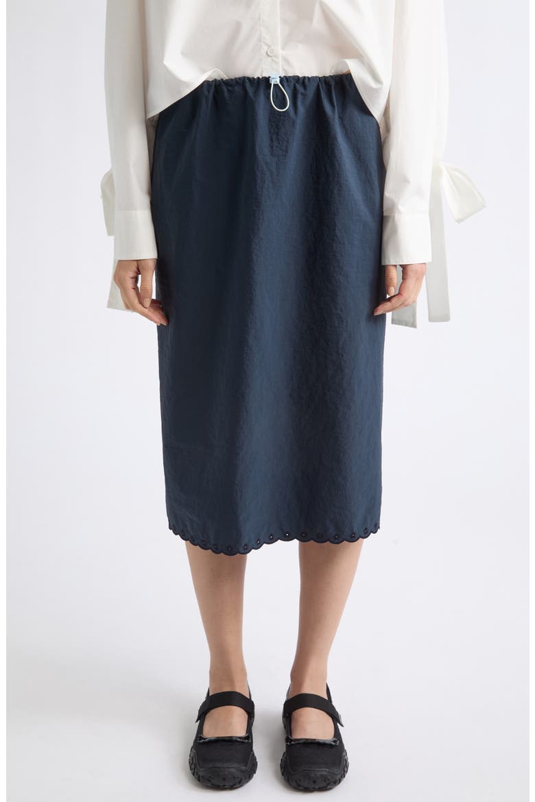 Cbbria Embroidered Taffeta Midi Skirt, Main, color, NAVY