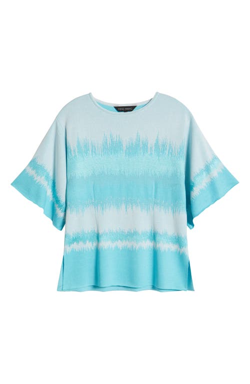 Ming Wang Soft Knit Wavelength Tunic In Calypso Blue/white