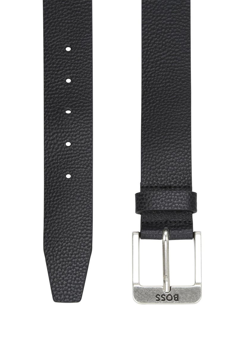 Jemio Pebbled Leather Belt, Alternate, color, BLK