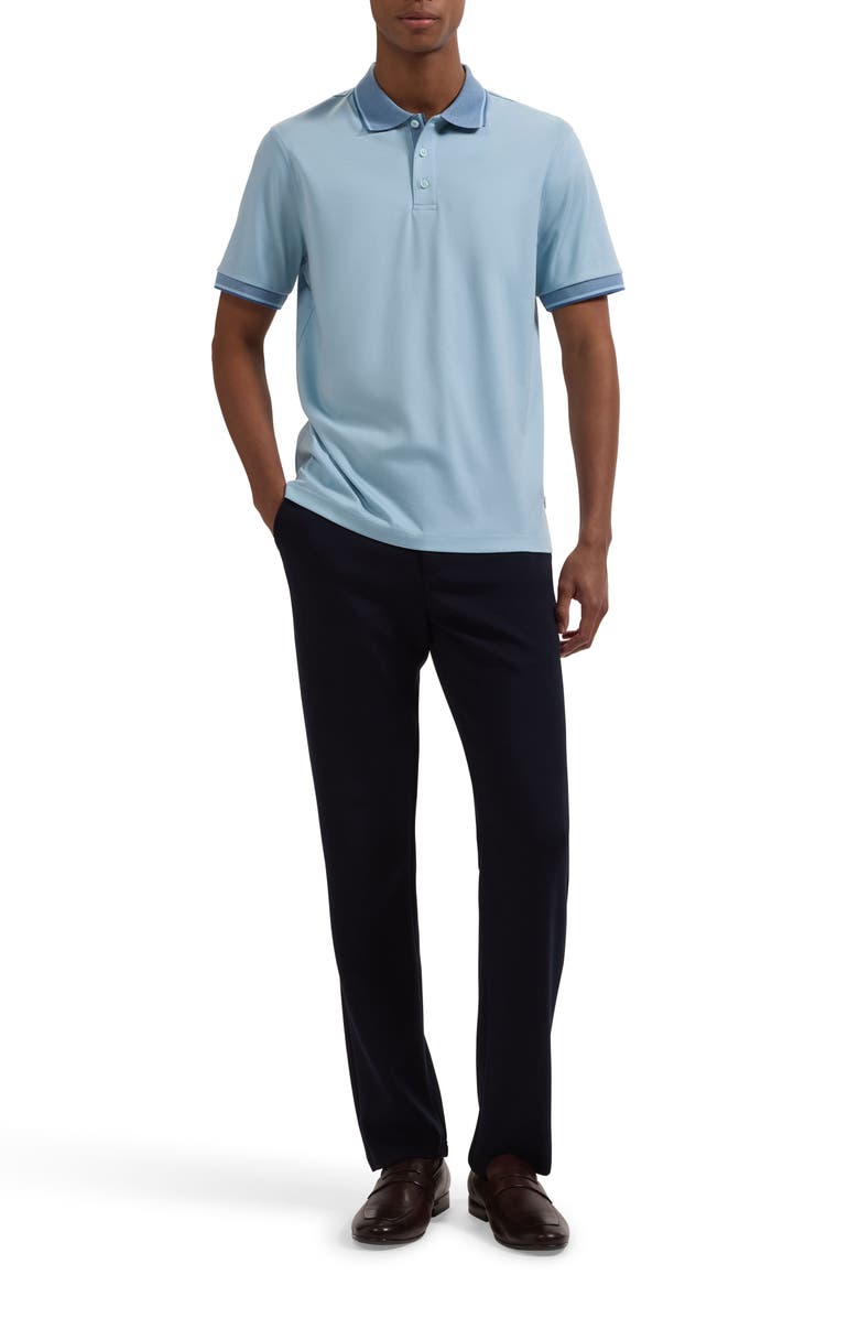 Bugatchi Tipped Pima Cotton Piqué Polo, Alternate, color, Ether