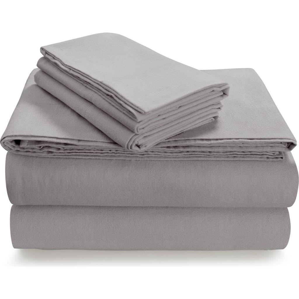 Azores Home Solid Flannel Sheet Set In Brown
