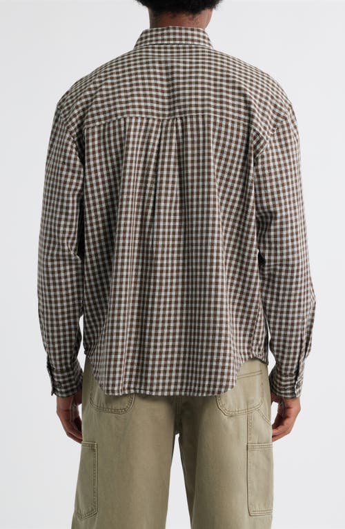 Obey Bigwig Andy Shadow Check Cotton Button-up Shirt In Brown