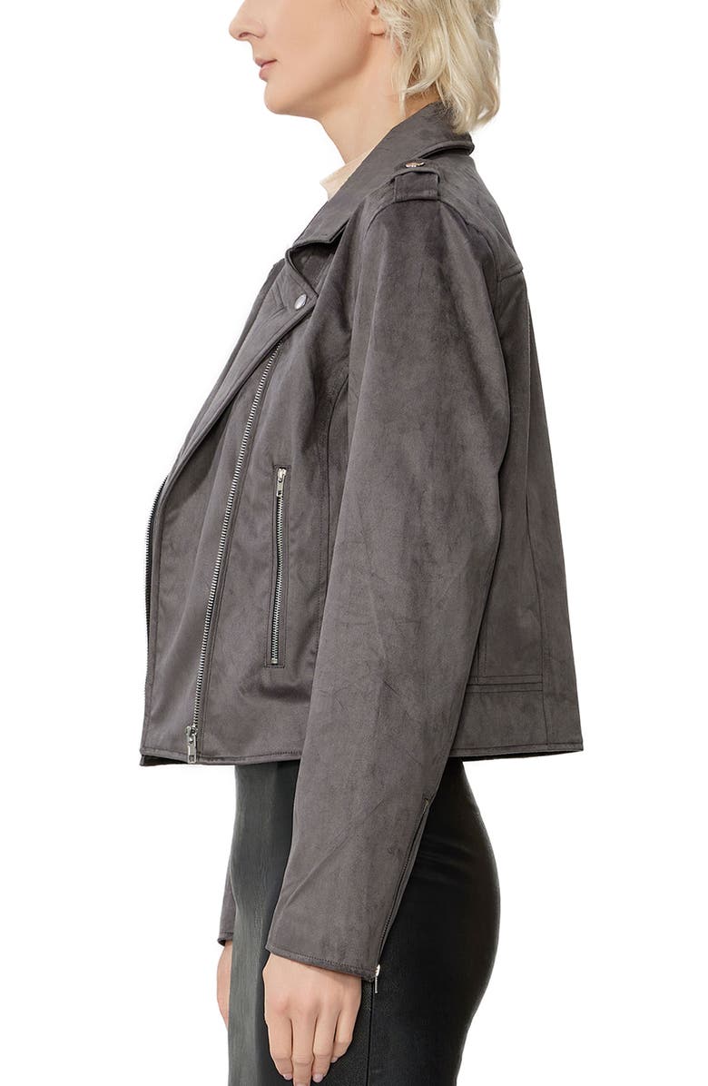 Kimi & Kai Willa Faux Suede Moto Jacket, Alternate, color, Dark Gray