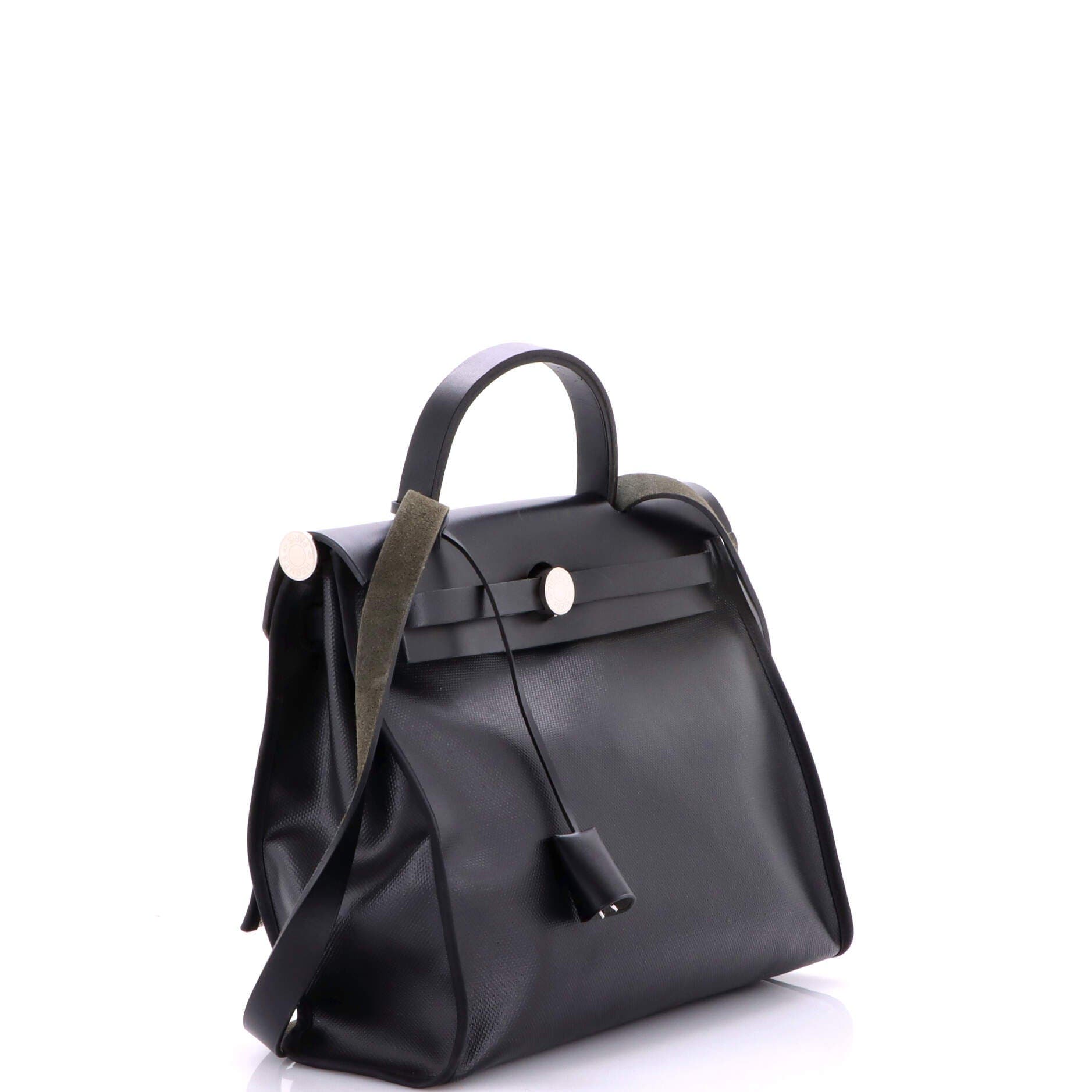 Pre-Owned Hermes Herbag Zip Berline Vache Canvas and Leather 31, Alternate, color, Noir