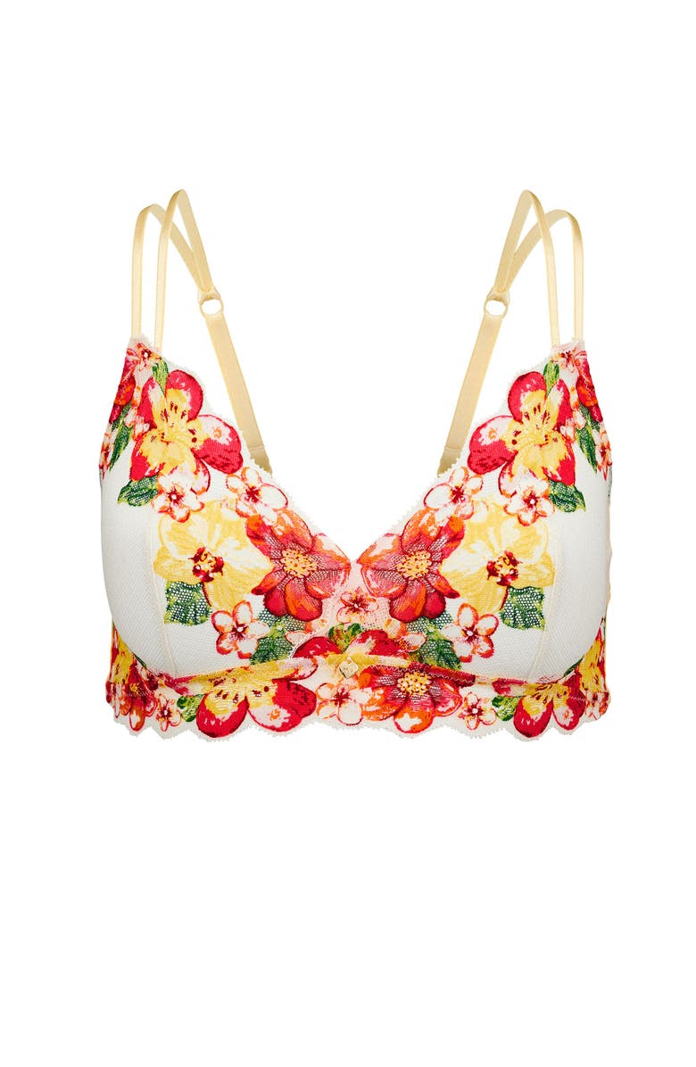 Adore Me Martha Unlined Bralette Bra, Alternate, color, Floral White