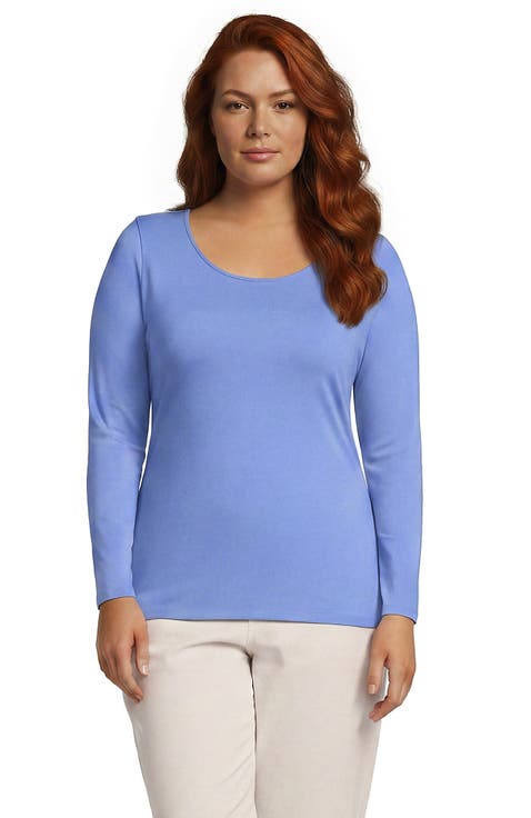 Long Sleeve Lightweight Jersey Scoop Neck T-Shirt