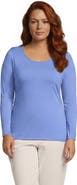 Lands' End Plus Size Lightweight Jersey Skimming Long Sleeve Scoop Neck T-shirt
