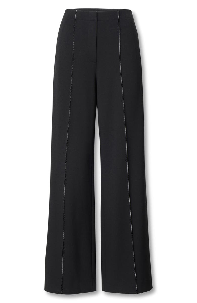 rag & bone Irina Contrast Stitch Straight Leg Pants, Alternate, color, Black