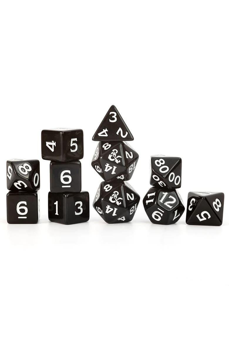 D&D New Adventurer Dice Set, Black 11 Oversized Rpg Dice, Alternate, color, Black