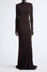 TOM FORD Long Sleeve Crepe Jersey Gown