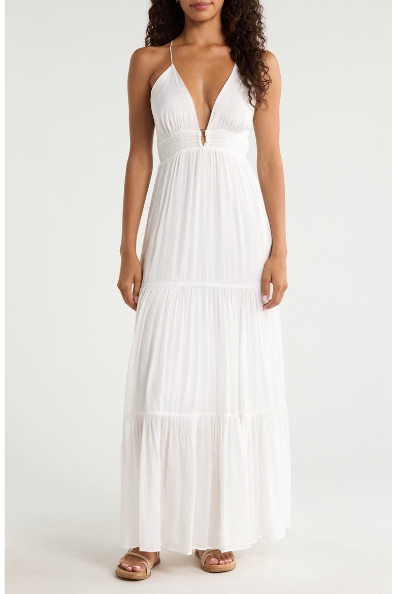 Open Back Maxi Cover-Up Dress, Main, color, WHITE
