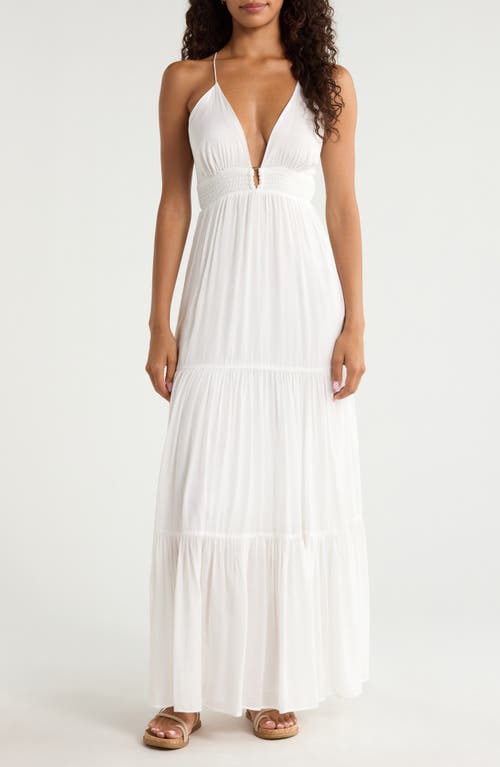 Elan Open Back Maxi Cover-up Dress In White