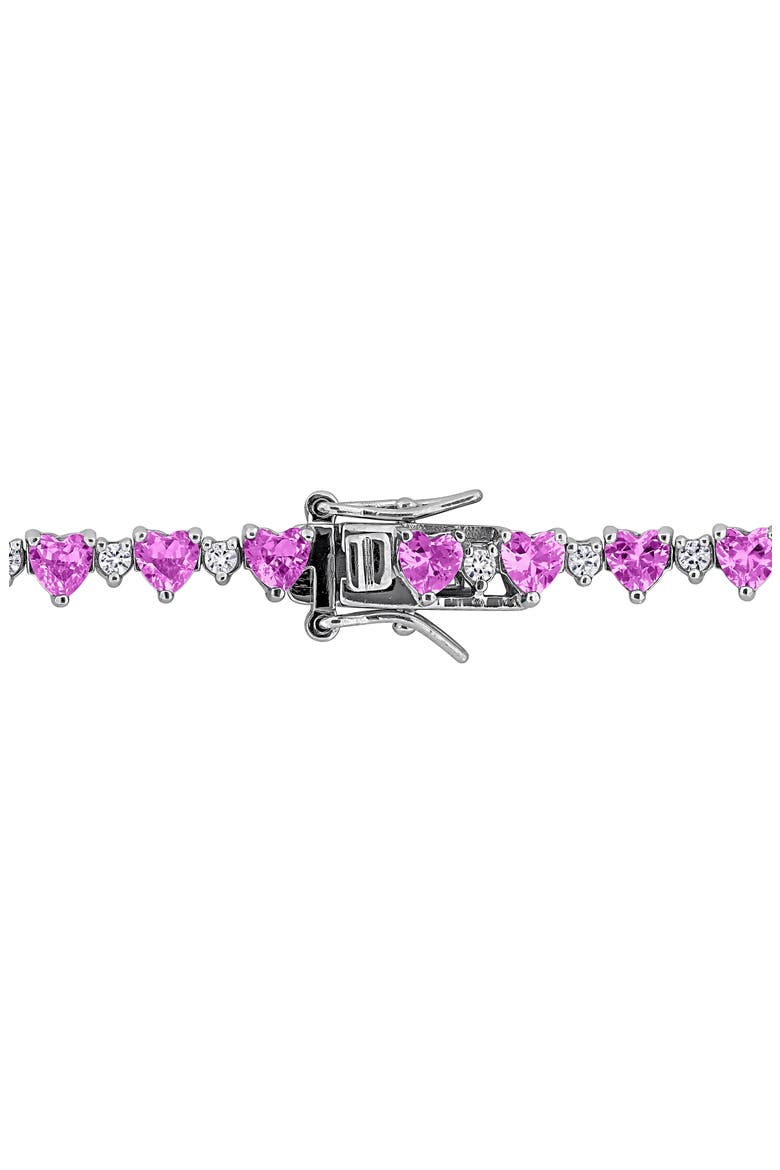 Heart Cut Lab Created Pink Sapphire & White Sapphire Tennis Bracelet, Alternate, color, PINK