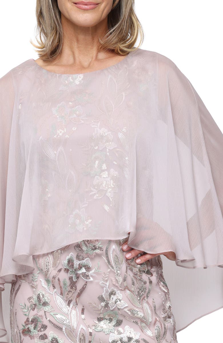 SL FASHIONS Sequin Chiffon Cocktail Dress, Alternate, color, Blush Multi