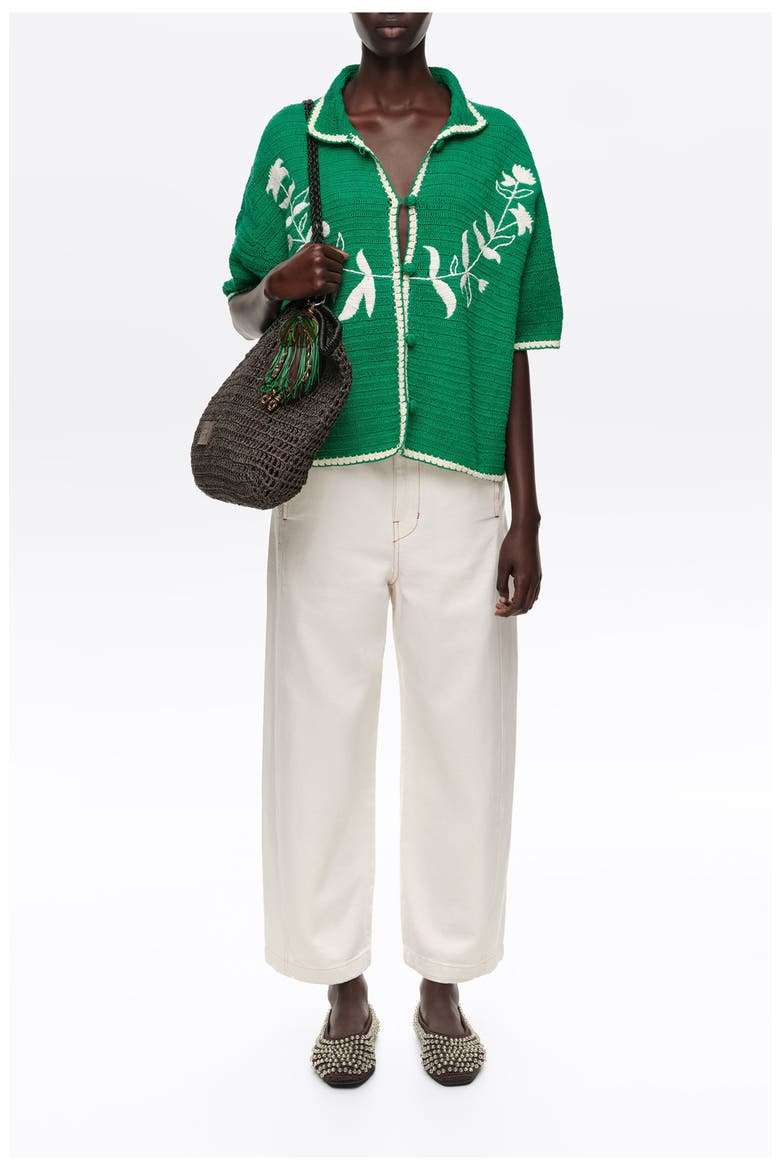 Embroidered Knit Sweater, Alternate, color, GREEN