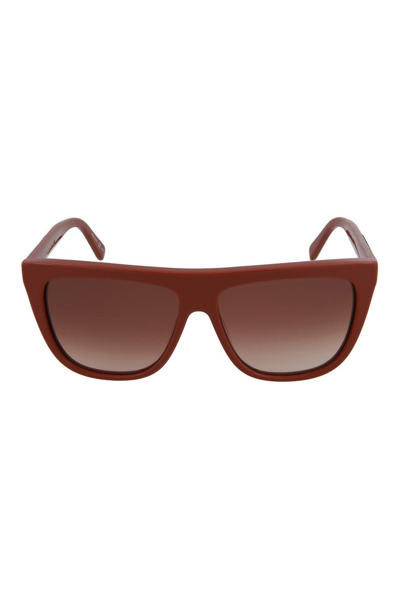 56mm Square Sunglasses, Main, color, SHINY SOLID RED CLAY/ BRW