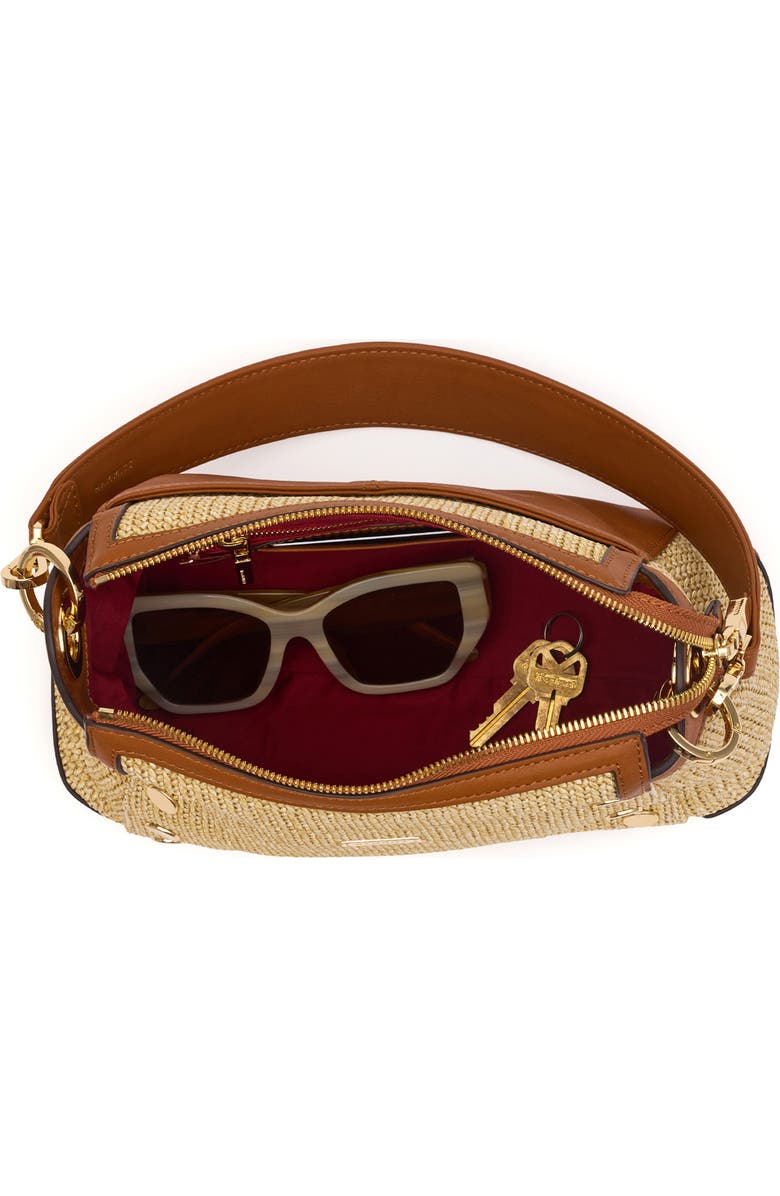 HAMMITT Bryant Medium Shoulder Bag, Alternate, color, Cocoa Raffia/ Gold