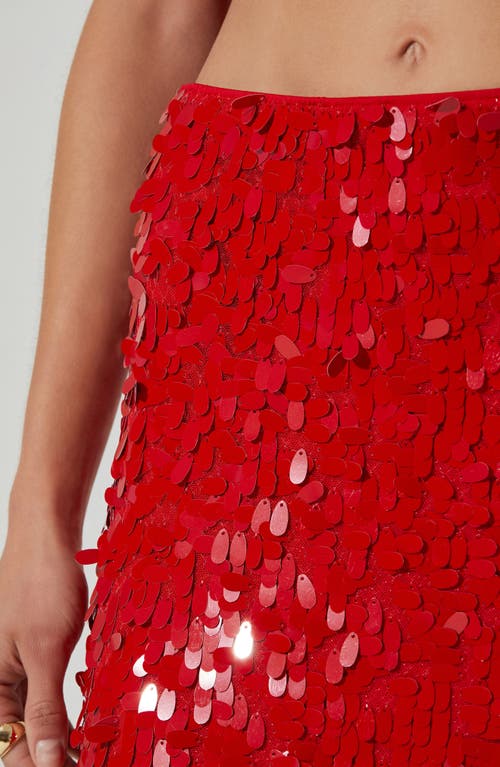 Astr The Label Amos Paillette Midi Skirt In Red