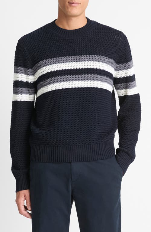 VINCE VINCE CRAFTED TEXTURED CHEST STRIPE SWEATER