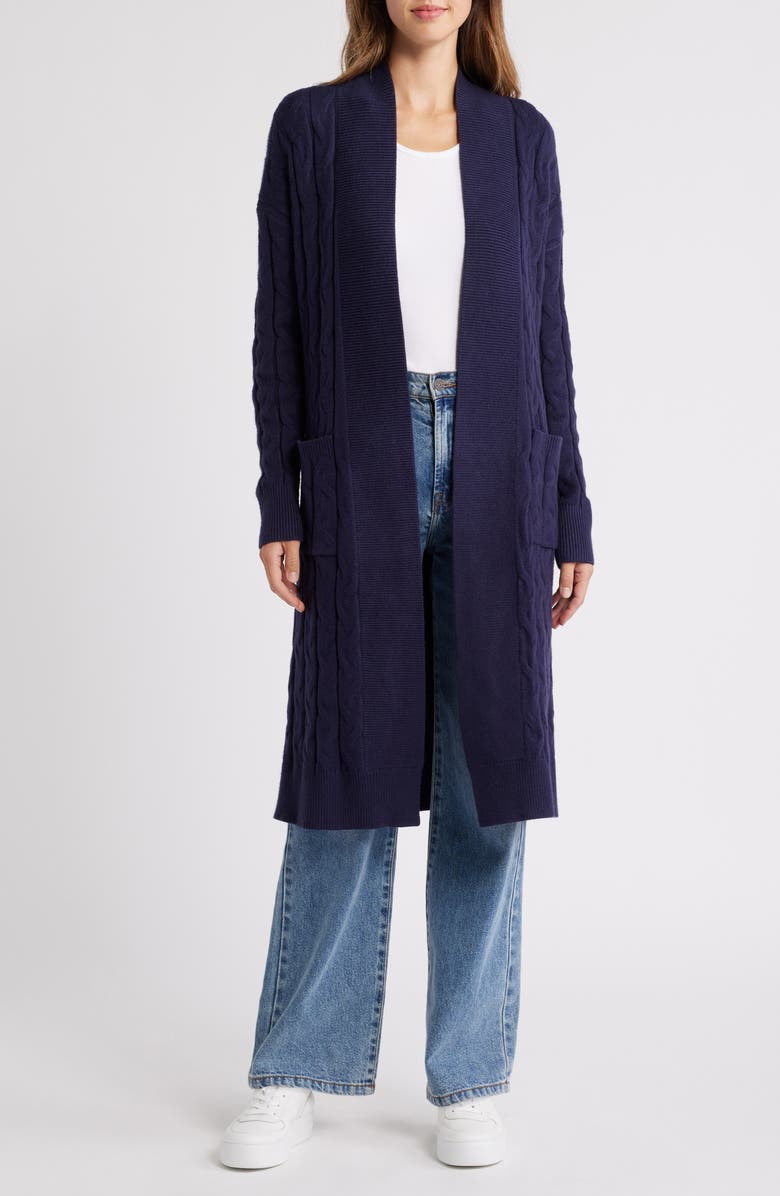 Caslon<sup>®</sup> Longline Cable Stitch Cardigan, Main, color, 