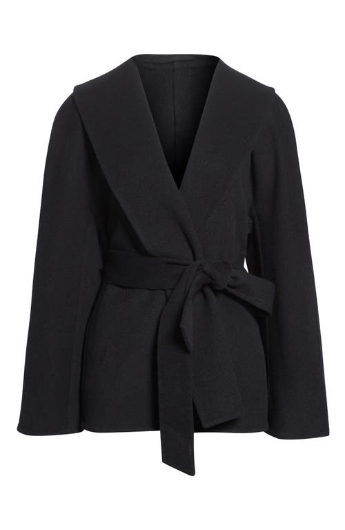 Balenciaga Short Double Face Wool Wrap Coat In Black