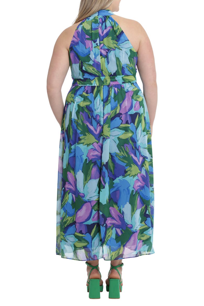 Halter Neck Maxi Dress, Alternate, color, AQUA/ ROYAL