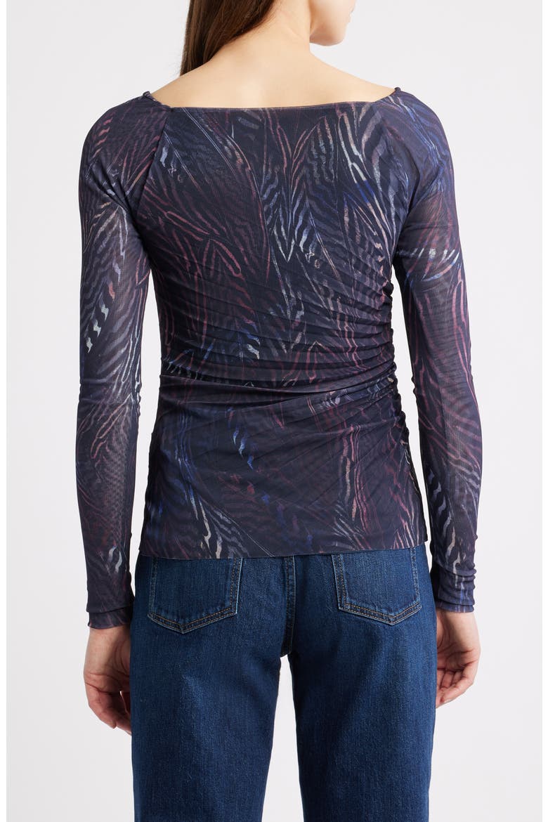 Essuna Print Pleated Top, Alternate, color, FEATHER MULTI FANTASY