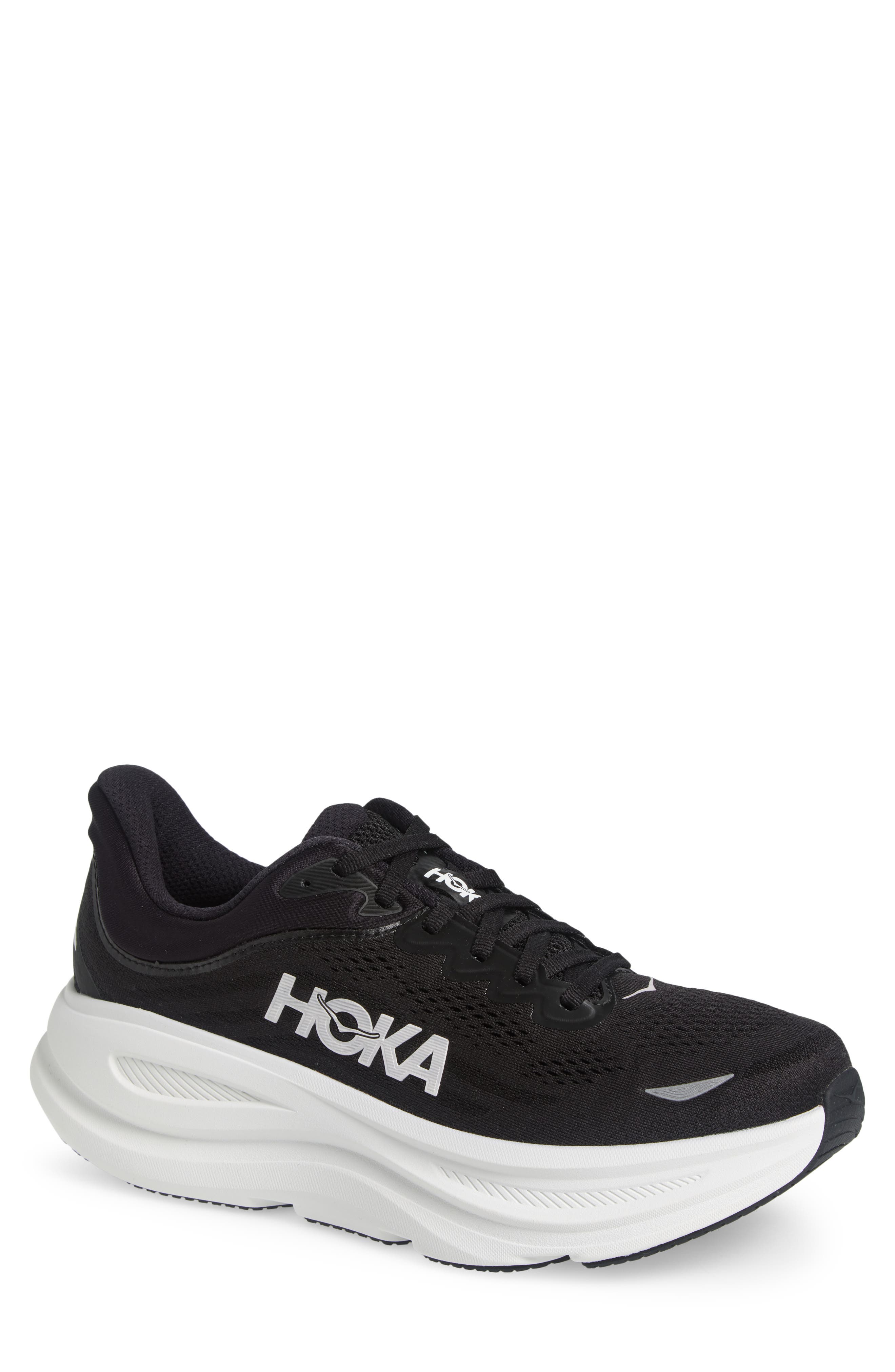 HOKA Bondi 9 Running Shoe, Main, color, Black / White