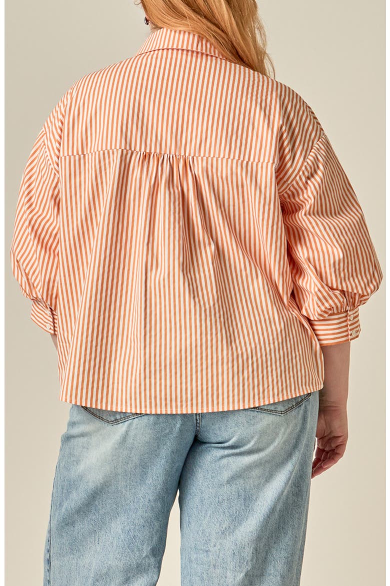 Striped Balloon Sleeve Shirt, Alternate, color, ORANGE