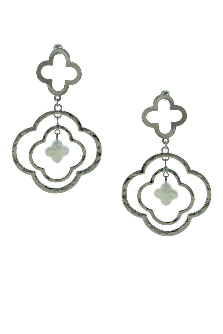 Cordella Floating Faux Pearl Drop Earrings, Main, color, SILVER/ WHITE