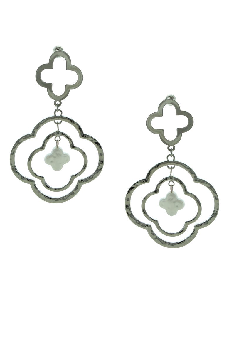 OLIVIA WELLES Cordella Floating Faux Pearl Drop Earrings, Main, color, Silver/ White