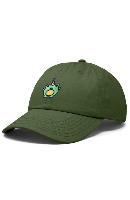 Dalix Froggy Unicorn Embroidered Cap In Olive