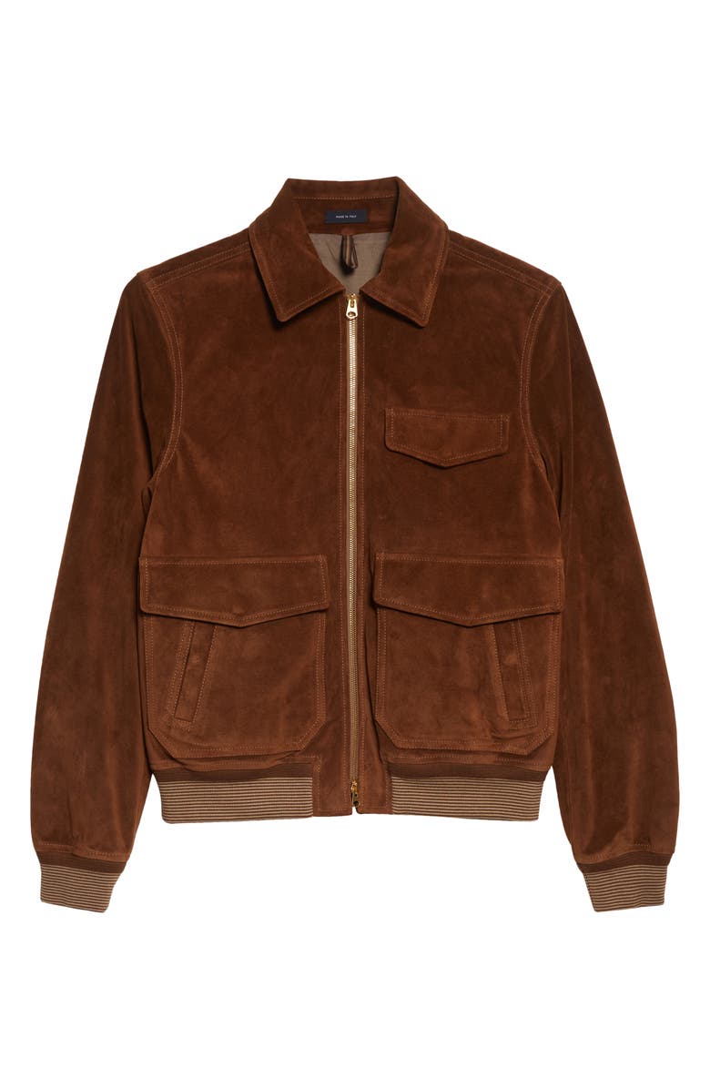 Drake's A2 Suede Bomber Jacket, Alternate, color, Brown 300