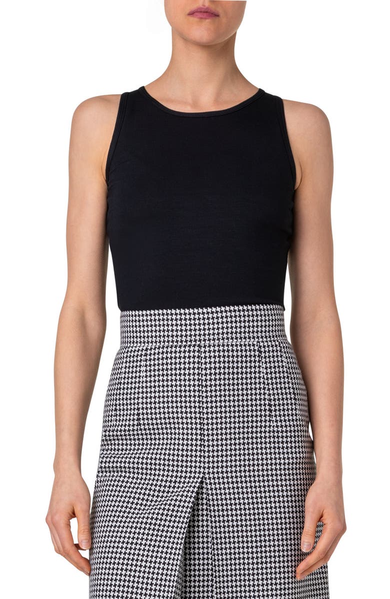 Akris punto Sleeveless Knit Top, Main, color, Black