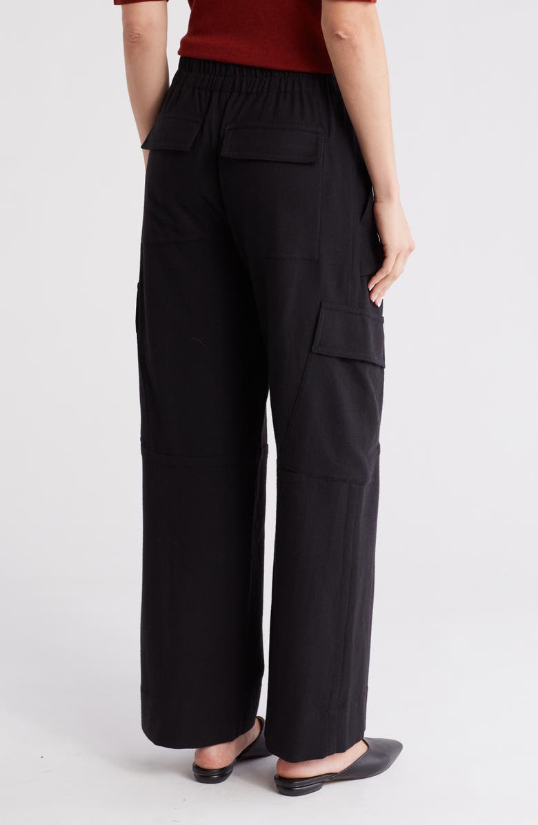 Vince Flannel Wide Leg Cargo Pants, Alternate, color, Black