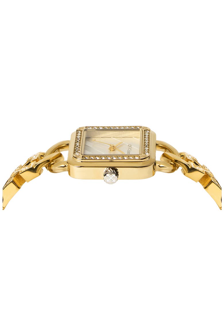 Street Bling Square Crystal Chain Watch, 26.5mm, Alternate, color, IP YELLOW GOLD