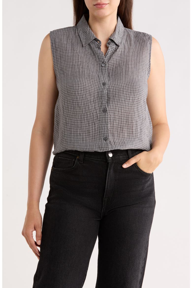 Classic Collar Sleeveless Organic Cotton Button-Up Shirt, Main, color, GEYSER