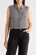 Eileen Fisher Classic Collar Sleeveless Organic Cotton Button-Up Shirt