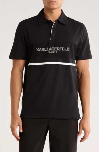 KARL LAGERFELD PARIS Logo Mesh Knit Polo