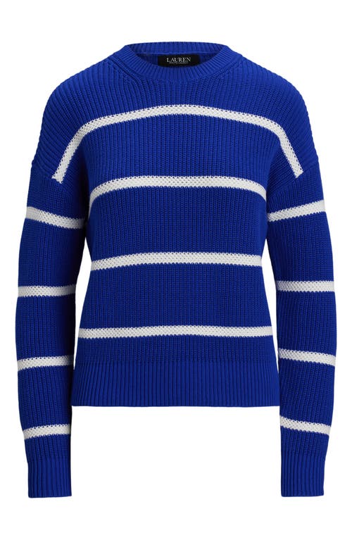 Ralph Lauren Lauren  Stripe Linen Crewneck Sweater
