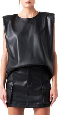 Grey Lab Padded Shoulder Blouson Top