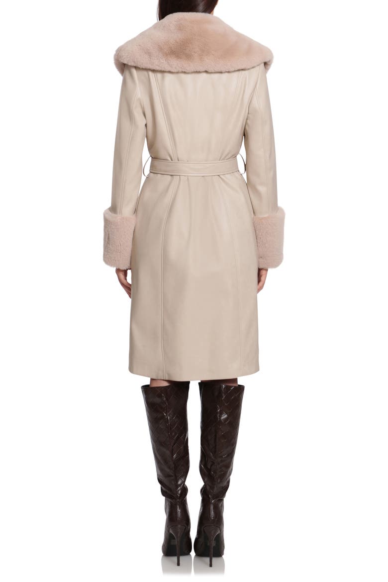 Faux Fur & Faux Leather Coat, Alternate, color, PEBBLE