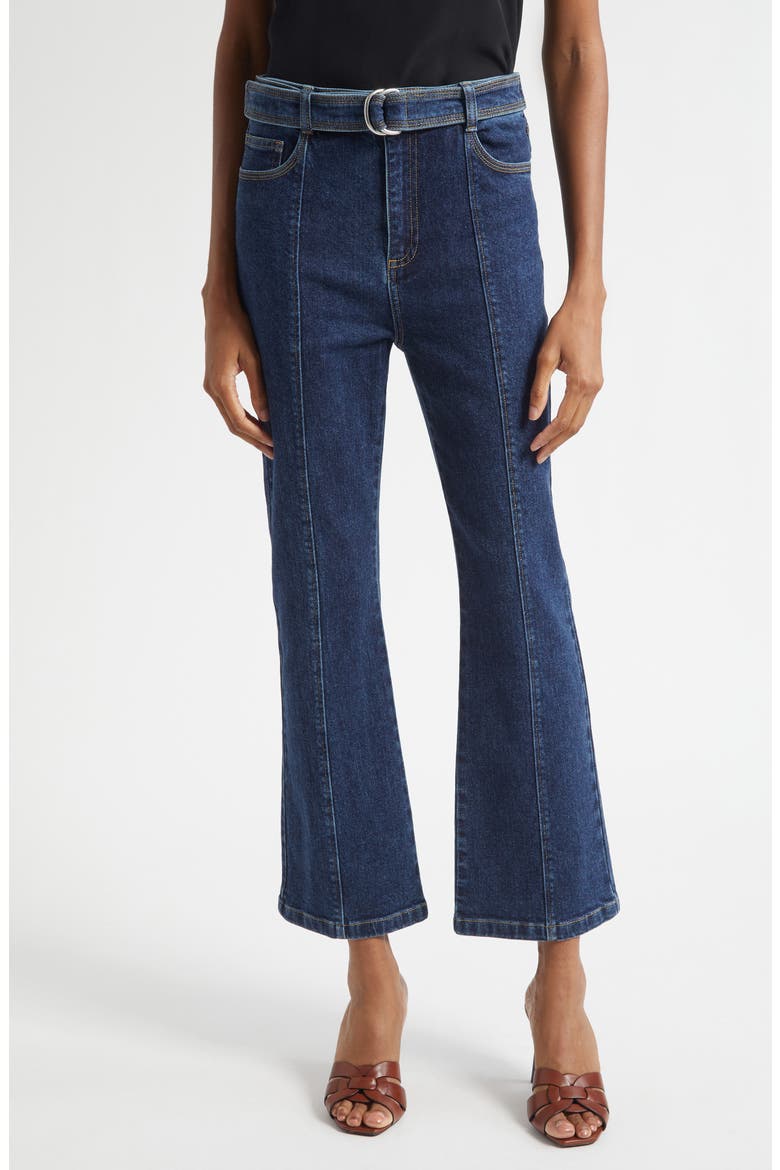 Madi Belted Kick Flare Jeans, Main, color, FONTAINE