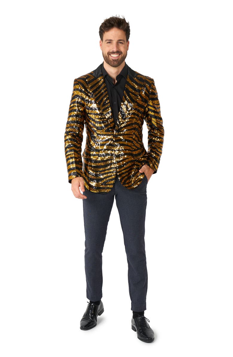 OppoSuits Tiger Royale Sequin Notch Collar Blazer, Alternate, color, Yellow