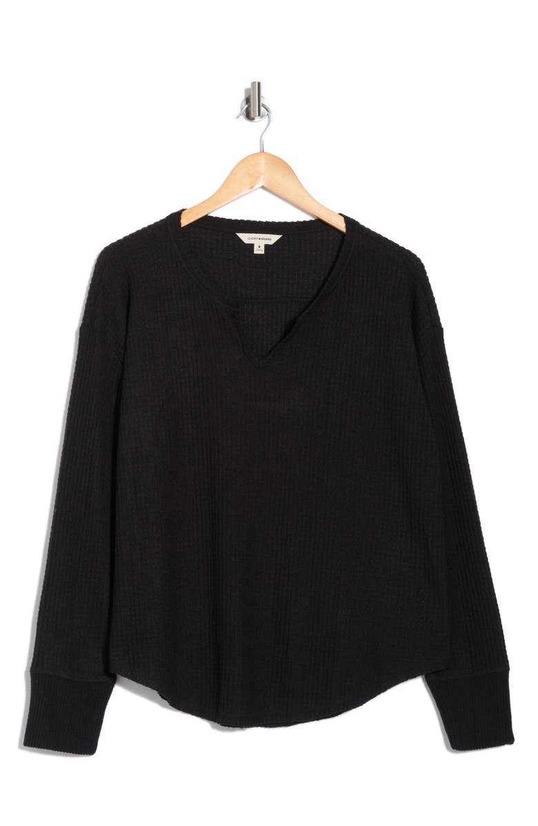 Lucky Brand Cloud Notch Neck Long Sleeve Top, Alternate, color,