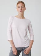 Majestic Filatures Soft Touch 3/4 Sleeve Pleated Back Crewneck Top