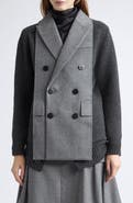 Sacai Mixed Media Flannel Panel Wool Blend Cardigan