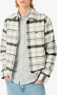 Lacoste Plaid Flannel Button-Up Overshirt